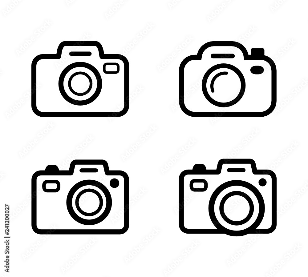aparat fotograficzny zestaw ikon - obrazy, fototapety, plakaty 