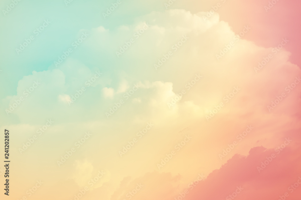 Sun and cloud background with a pastel colored 