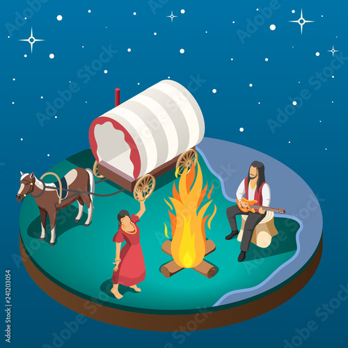 Gypsy Overnight Stay Isometric Composition