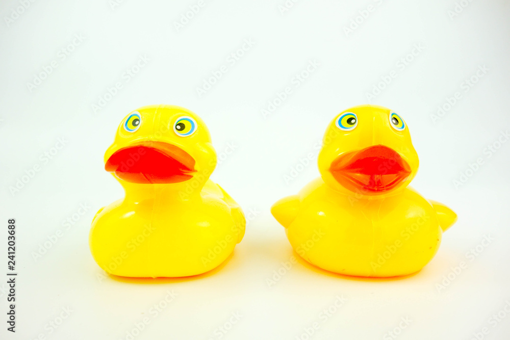 rubber ducks on white. Relationship concept. rubber ducks on white. Relationship concept.