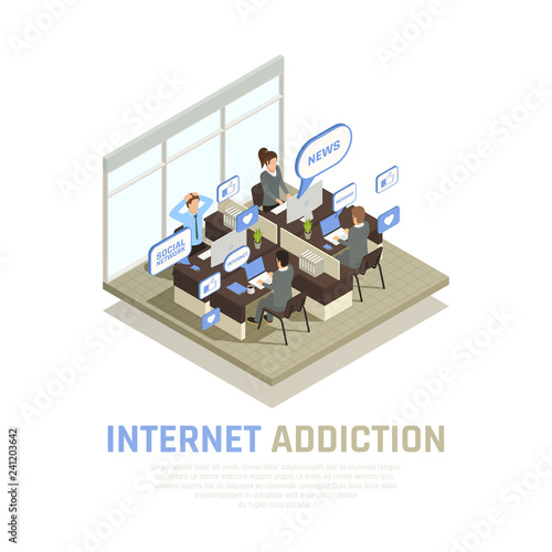 Internet Addiction Isometric Background
