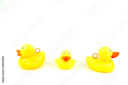 yellow rubber duck isolated on white background