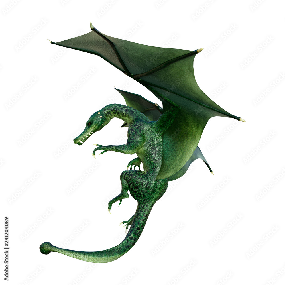 Fototapeta premium 3D Rendering Fairy Tale Dragon on White