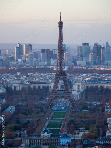 Paris skyline in the evening