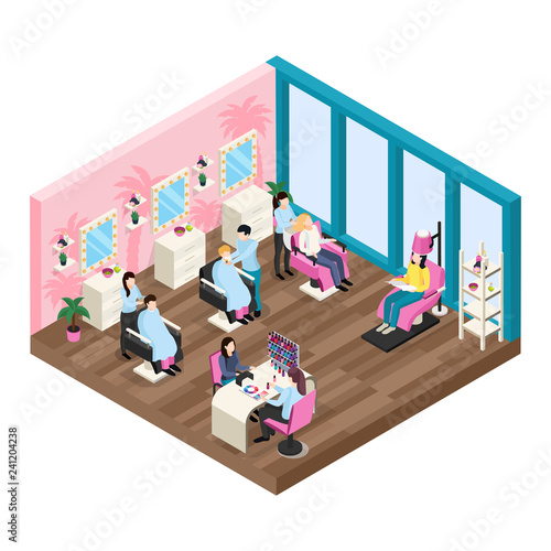 Beauty Salon Isometric Composition