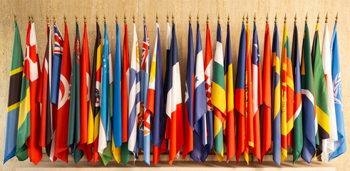 World flags om poles