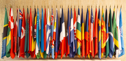 Obraz na plátně World flags om poles