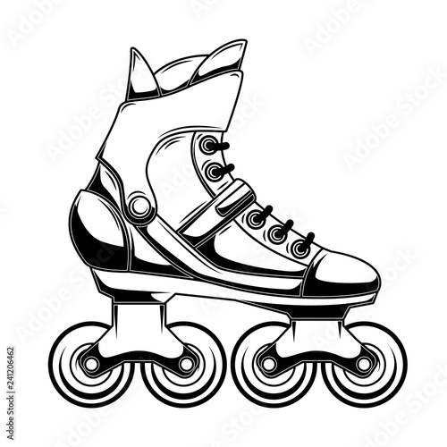 Illustration of roller skates. Design element for logo, label, emblem, sign, poster.