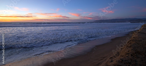 Twilight sunset over beach in Ventura California United States
