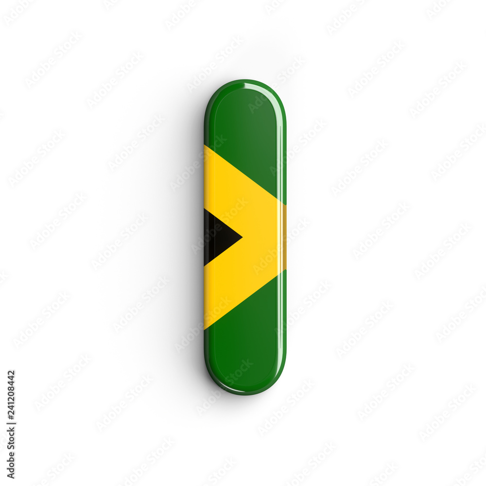Jamaica letter I - Capital 3d Jamaican flag font - Jamaica, Kingston or Caribbean concept Jamaica letter I - Capital 3d Jamaican flag font - Jamaica, Kingston or Caribbean concept