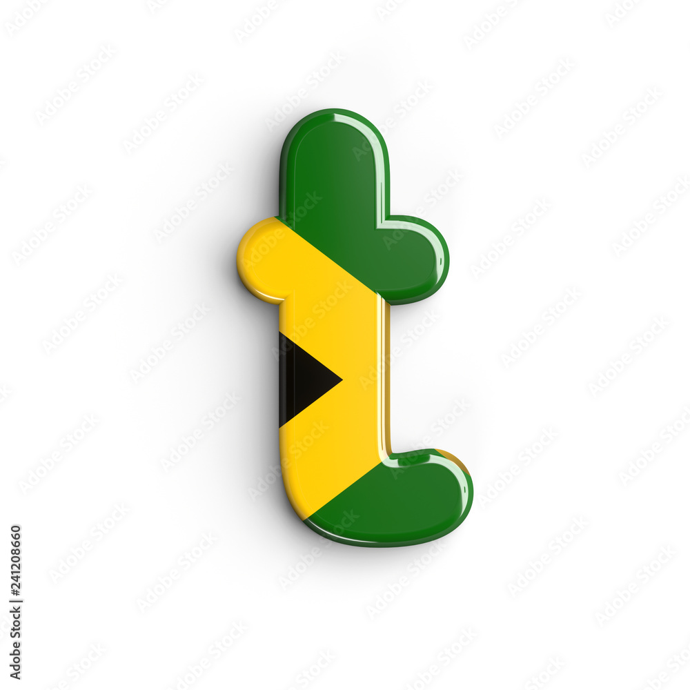 ภาพประกอบสต็อก Jamaica letter T Lowercase 3d Jamaican flag font