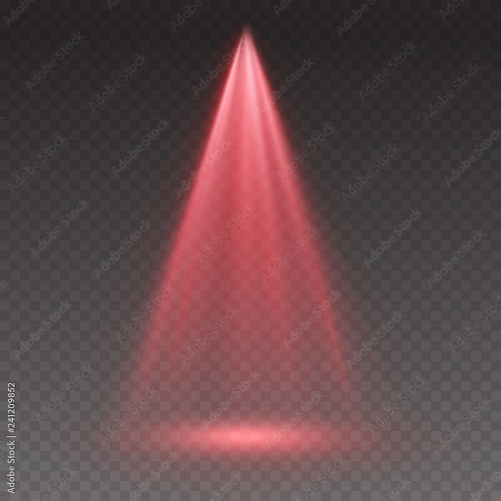 Red scanner or laser effect. Glowing stage light ray isolated on  transparent background. Vector bright scene spotlight projector beam. Stock  Vector | Adobe Stock