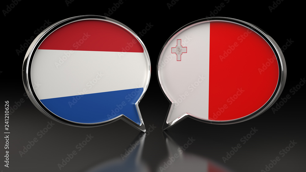Obraz premium Netherlands and Ukraine flags with Speech Bubbles. 3D illustration