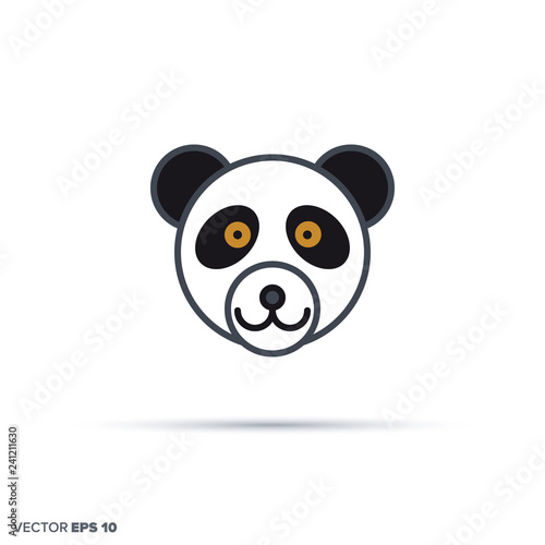 Fototapeta Naklejka Na Ścianę i Meble -  Cute panda bear color filled line icon vector