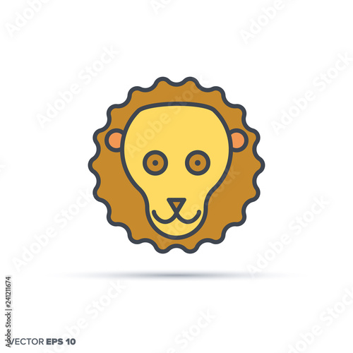 Fototapeta Naklejka Na Ścianę i Meble -  Cute lion color filled line icon vector