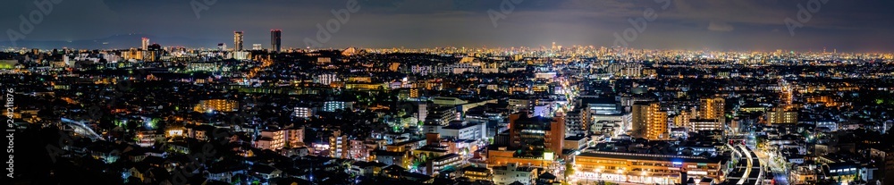 大阪の夜景のパノラマ写真