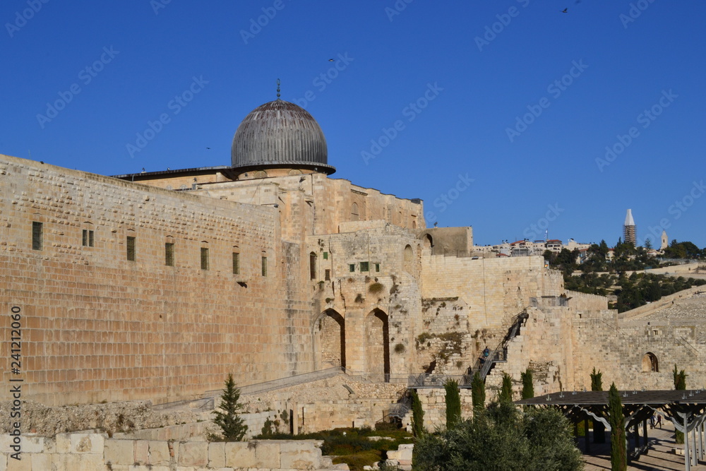 Al-Aqsa Mosque in Jerusalem on the top of the Temple Mount on a sunny day, Israel