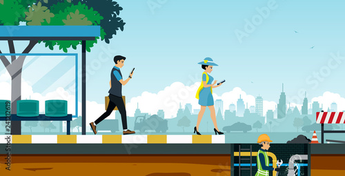Women using smartphones are going to walk down the drain.