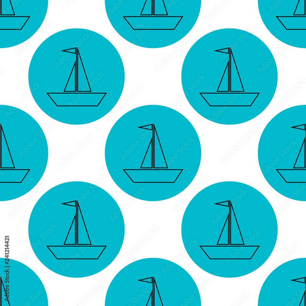 seamless sailing ships on blue circle pattern vector illustration seamless sailing ships on blue circle pattern vector illustration