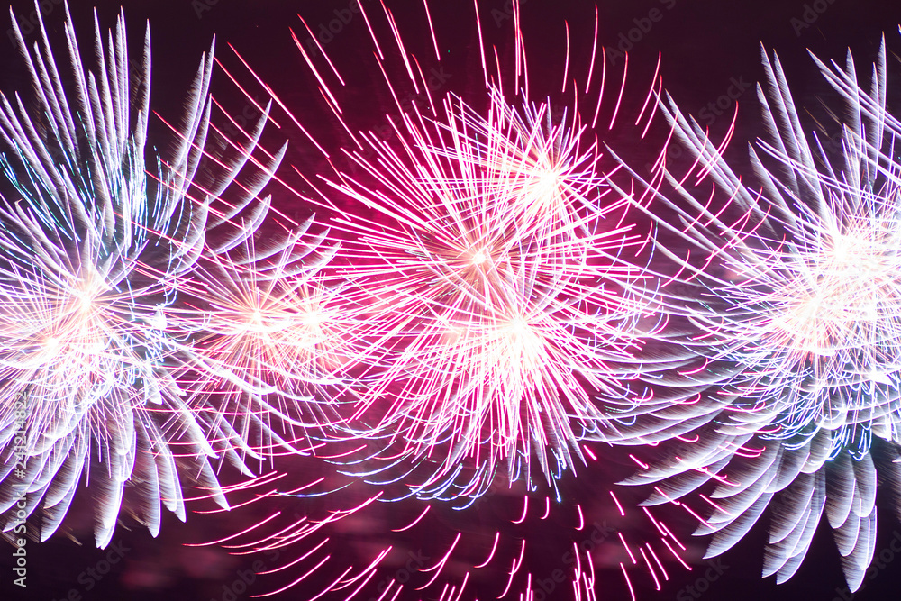 Fototapeta premium Beautiful fireworks after sunset over Moscow 