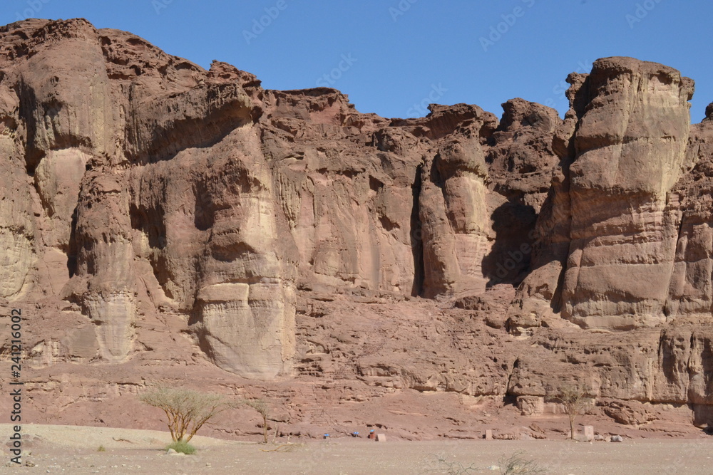 Interesting rock formations in Timna park, Negev desert, wilderness in South Israel, Eilat