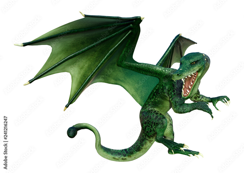 Fototapeta premium 3D Rendering Fairy Tale Dragon on White