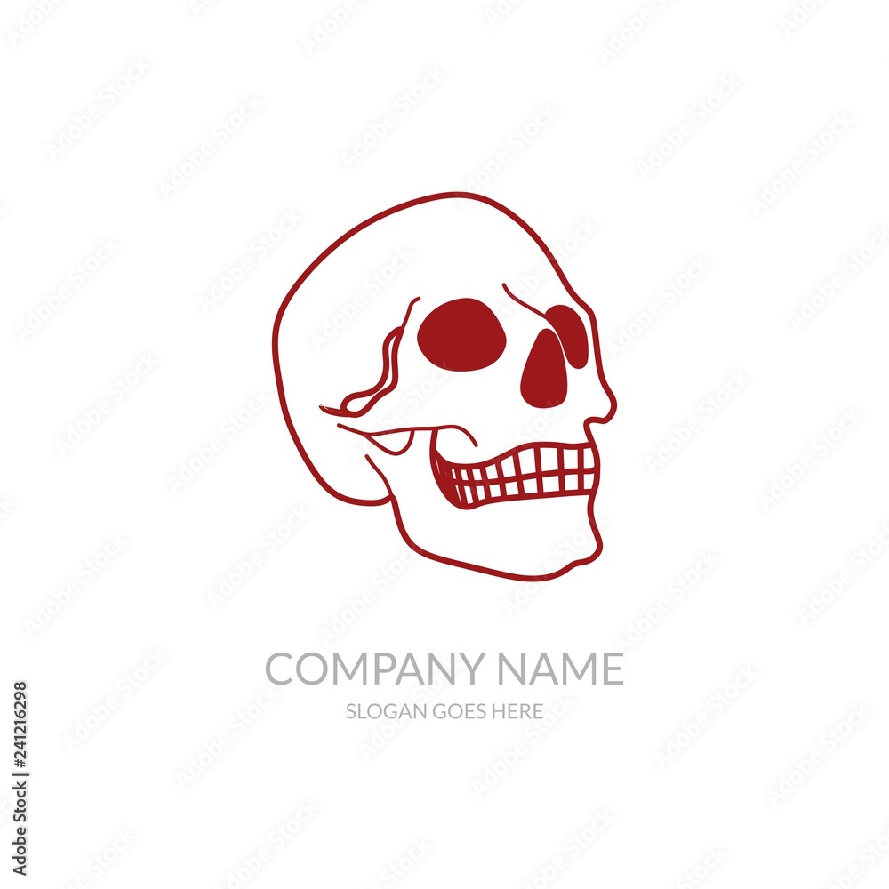Skull Vector Icon Outline Community Business Company Stock Logo Design Red Template