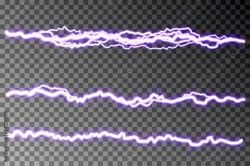 Lightning blast vector isolated on checkered background. Electric discharge. Thunderbolt  lightning