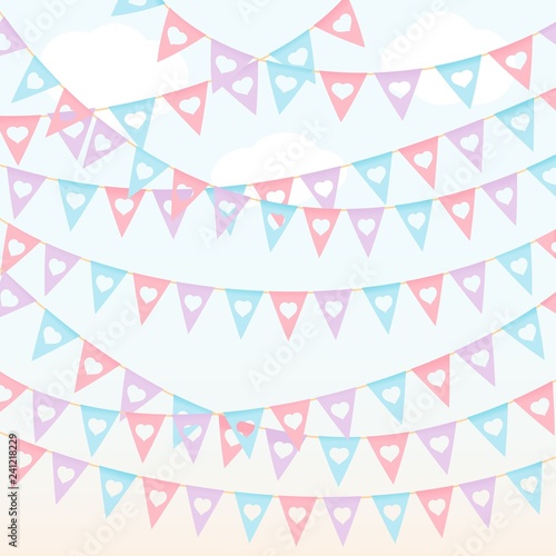 Festival triangle flags pastel color vector background