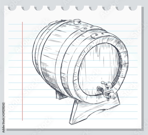 Wooden barrel. Barrel for storage of wine, beer, alcohol - Vector