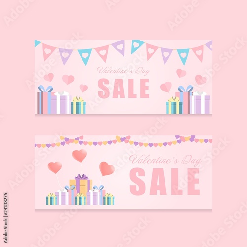 Love festival and gift box Valentine's day theme banner  vector background