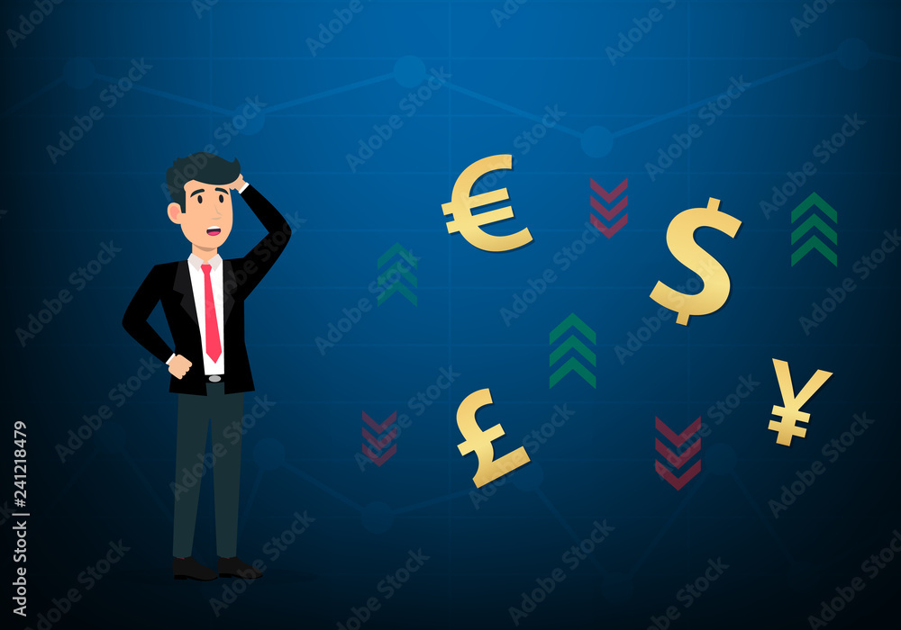 Businessman with mixed market situations Businessman with mixed market situations