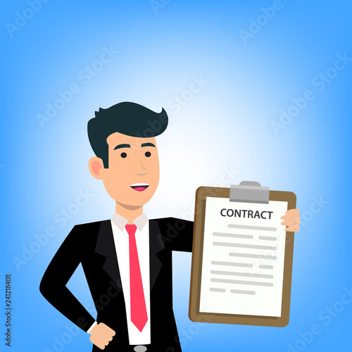 Business man holding contract in hand