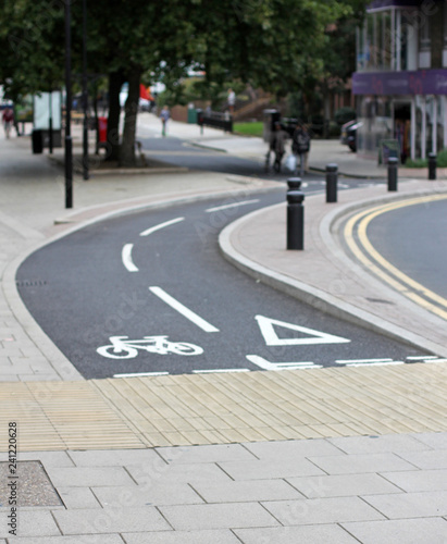bicycle sign on cycle lane in town