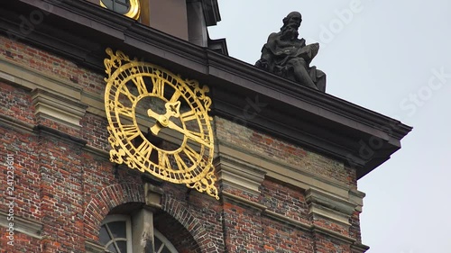 Clock on Church of Christ the Savior. Copenhagen. Denmark. Shot in 4K (ultra-high definition (UHD)).