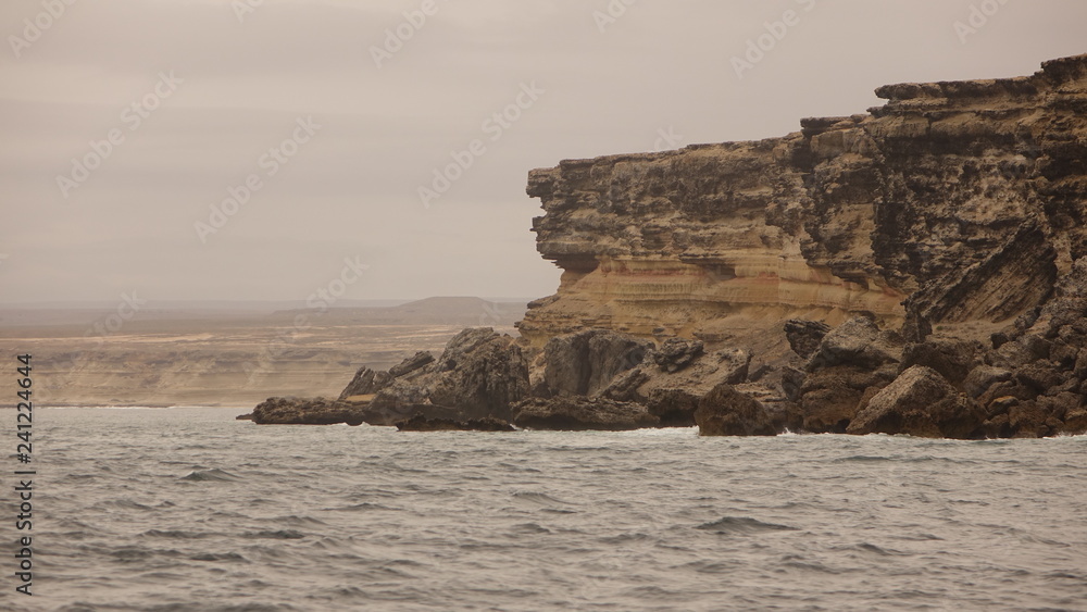 rugged sandstone cliffs in southern Angola on the Atlantic coast