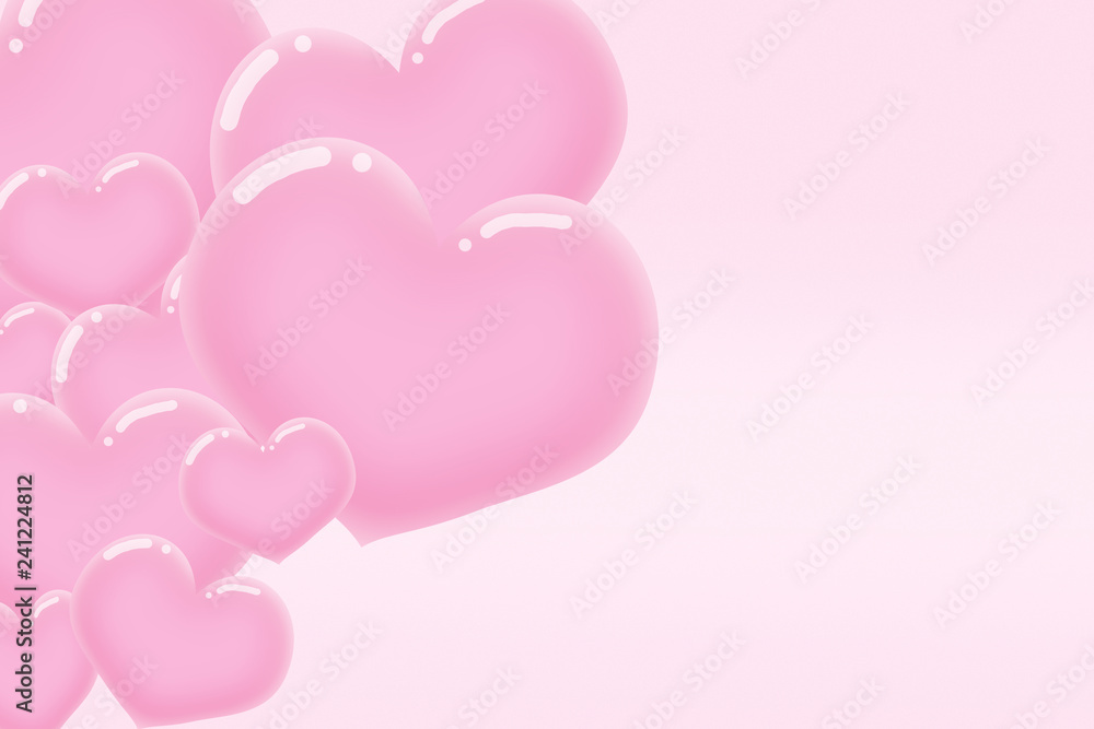 Love and valentine concept, love shape with pink background 