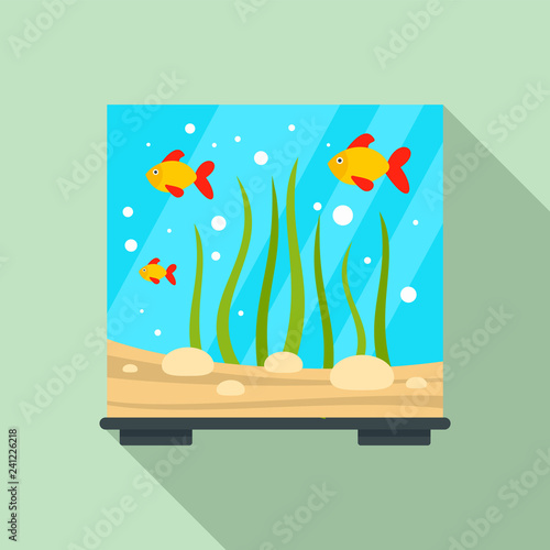 Glass aquarium icon. Flat illustration of glass aquarium vector icon for web design