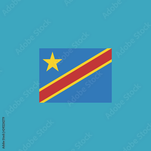 Democratic Republic of the Congo flag icon in flat design