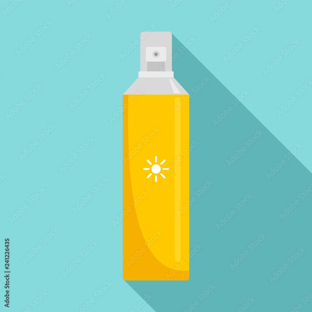 Sun block spray icon. Flat illustration of sun block spray vector icon for web design