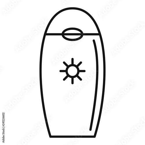 Sun protection bottle icon. Outline sun protection bottle vector icon for web design isolated on white background