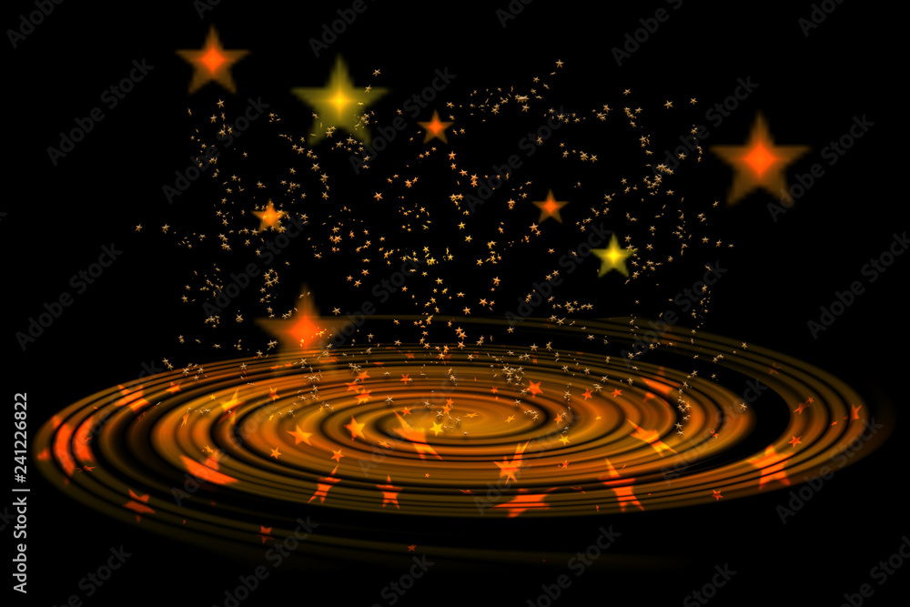 Fototapeta premium Shining stars and Christmas motives on a black background.