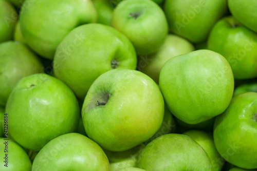 green apples in supermarket