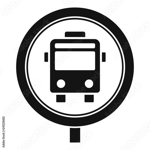 Circle bus stop sign icon. Simple illustration of circle bus stop sign vector icon for web design isolated on white background © anatolir