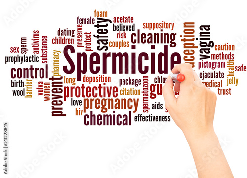 Spermicide word cloud hand writing concept