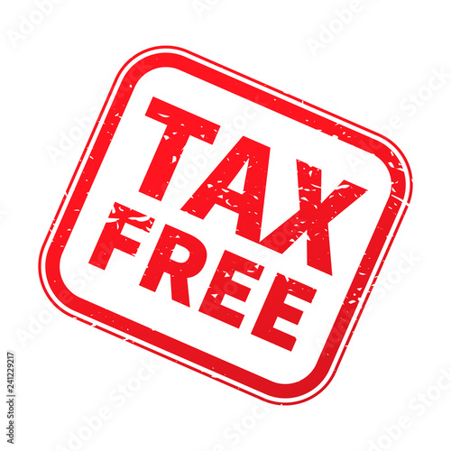 Tax free red rubber stamp with texture on white