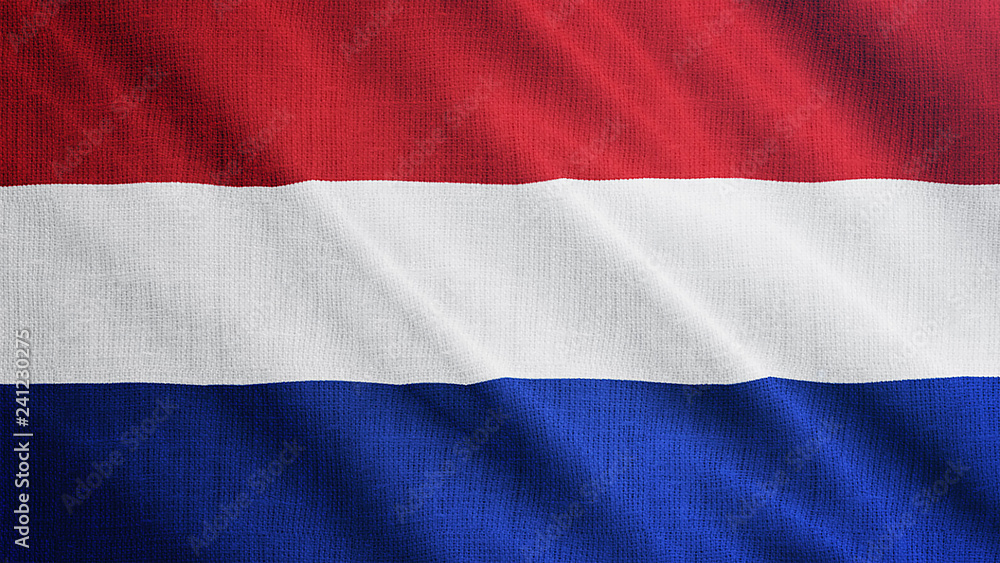 Netherlands flag is waving 3D animation. Symbol of Holland, Dutch national on fabric cloth 3D rendering in full perspective. Netherlands flag is waving 3D animation. Symbol of Holland, Dutch national on fabric cloth 3D rendering in full perspective.