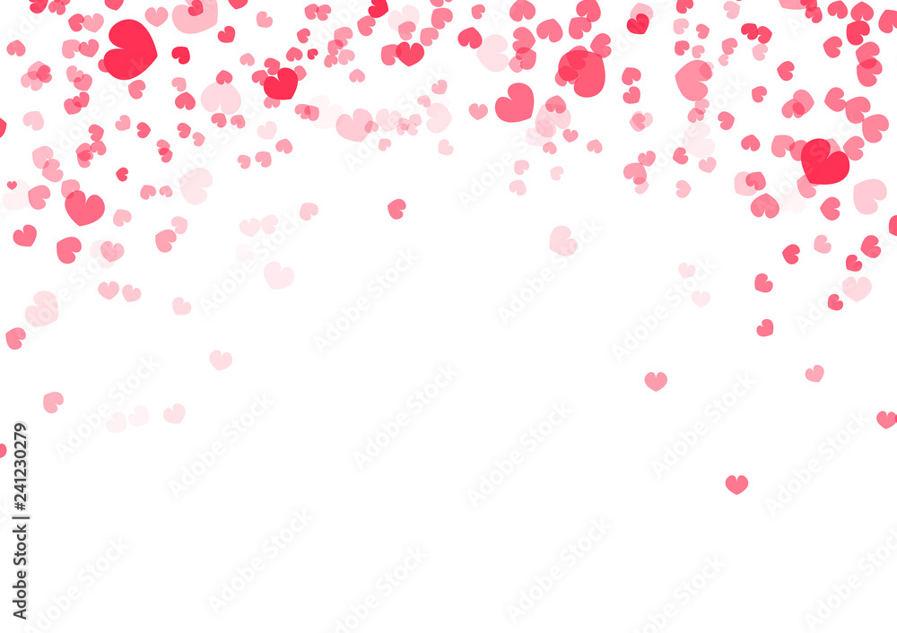 Valentine's day background, heart confetti falling decoration of love vector abstract illustration