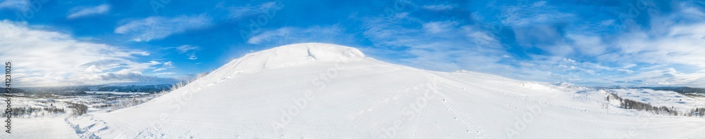 360 degree panoramic view of winter landscape in Beitostolen. Winter in Norway