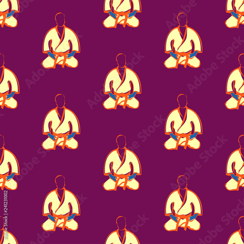 Seamless Colored Pattern martial arts, karate, MMA logo presswall. Design judo, taekwondo, hapkido, karate